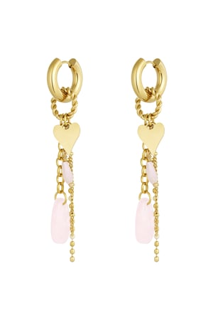 Pink love earrings - pink/Gold color  h5 