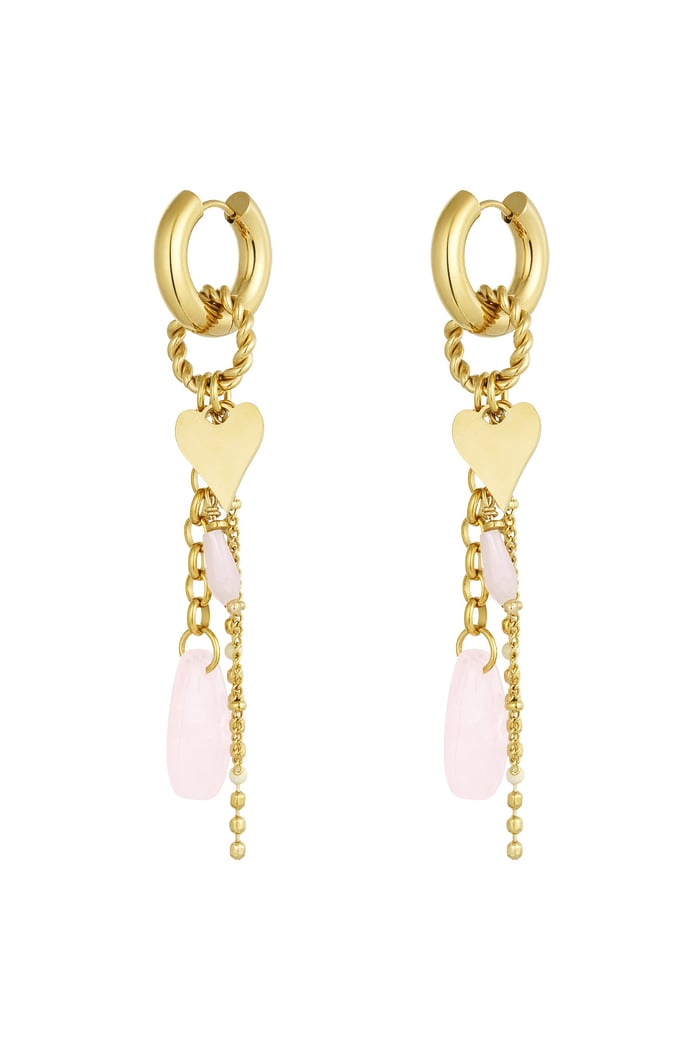 Pink love earrings - pink/Gold color  