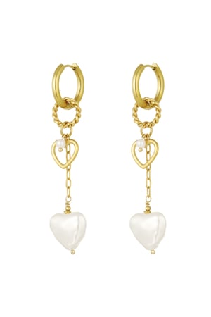 Earrings pearl party love - Gold color h5 