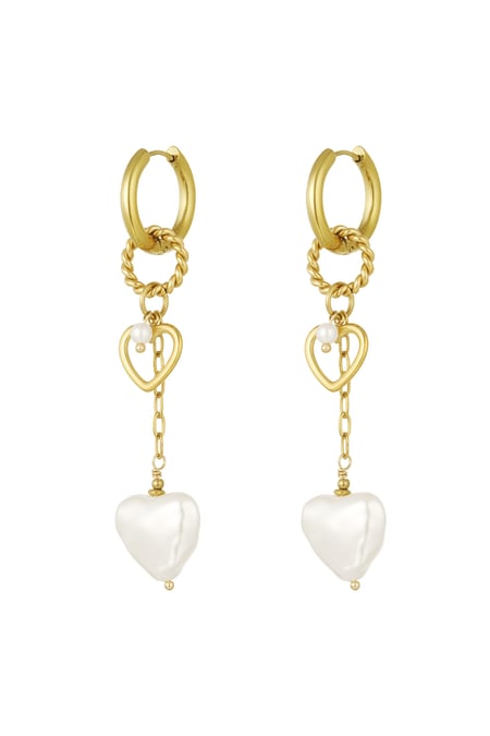 Earrings pearl party love - Gold color 2