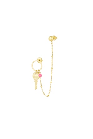 Earring key to my heart - Gold color h5 Picture3