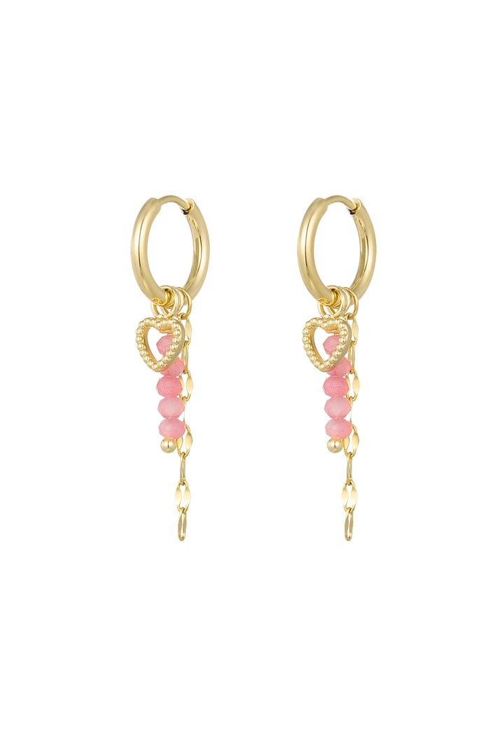 Love on top charm earrings - pink/Gold color  