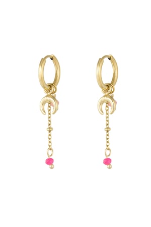 Earrings crescent moon colorful - Gold color h5 