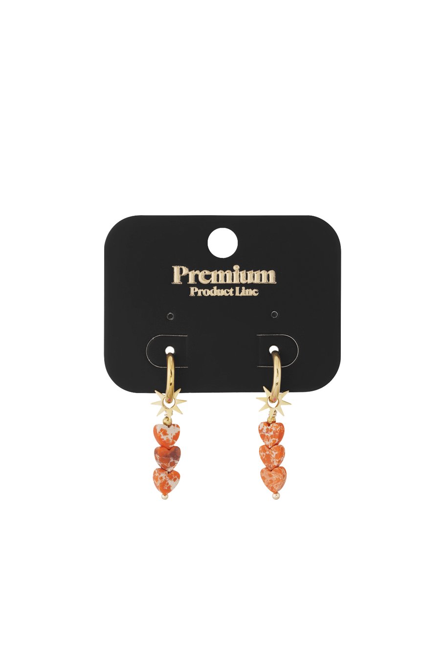earrings triple heart star - pink