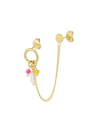 Double earrings with charms - Gold color h5 