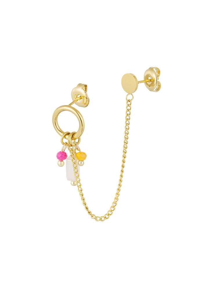 Double earrings with charms - Gold color 