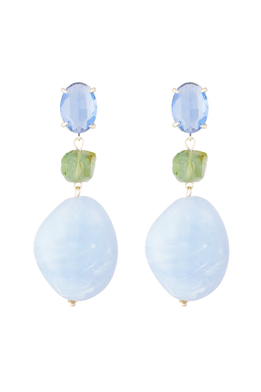 Statement glass earrings - blue/green 