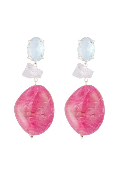 Statement glass earrings - fuchsia  2