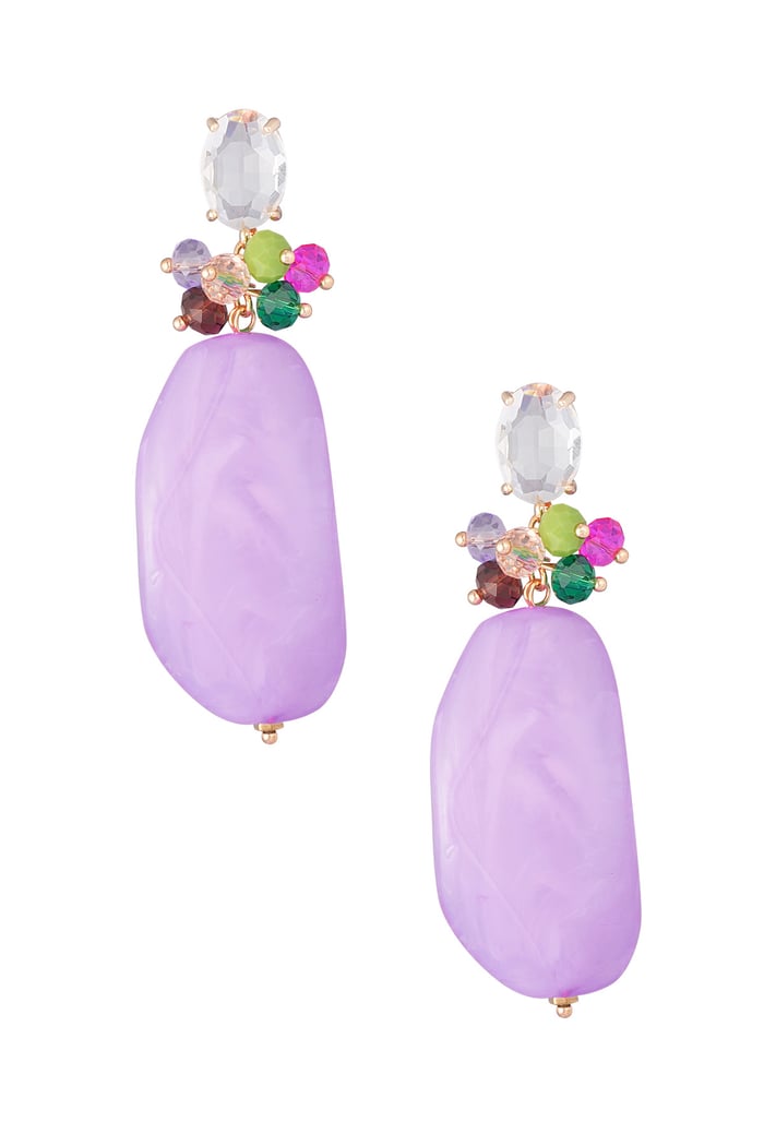 Statement beaded party earrings - purple  