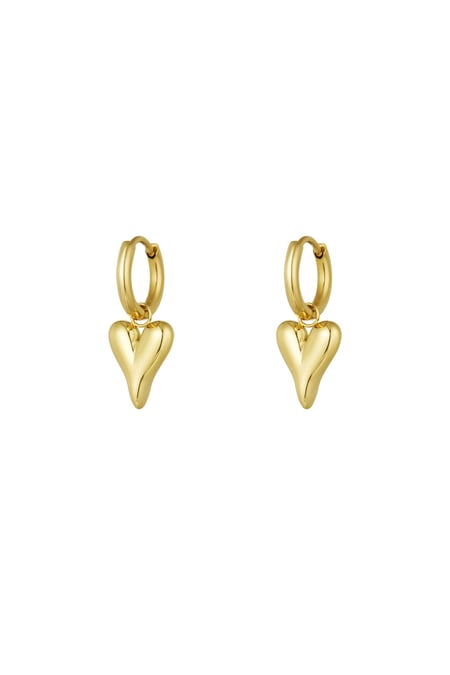 Stainless Steel Heart Shaped Earrings - Gold color