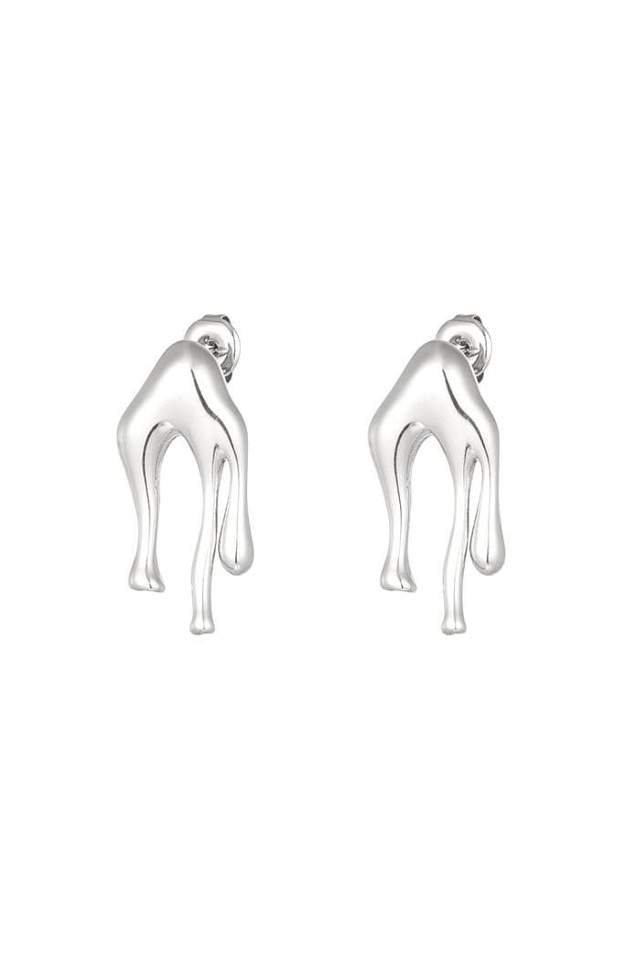 Drip it earrings - Silver Color color 