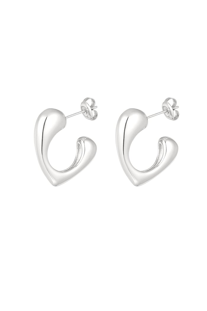 Chunky shaped earrings - Silver Color color 