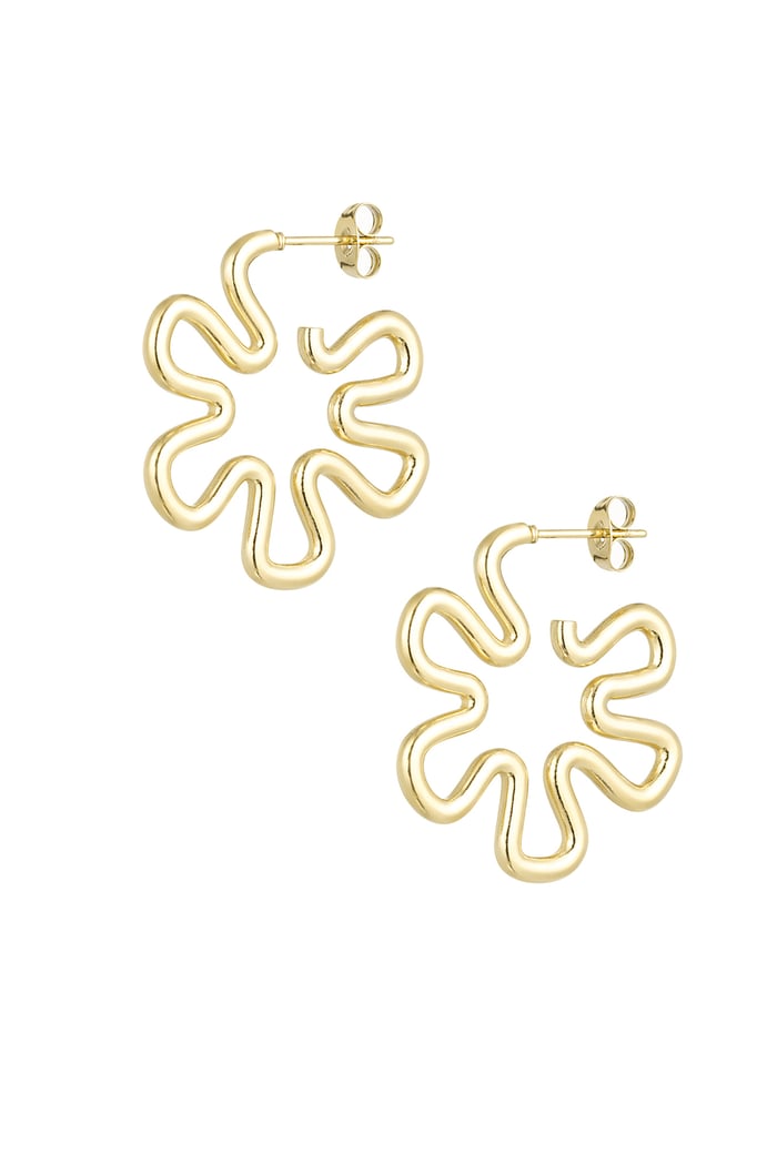 Hippie flower earrings - Gold color 