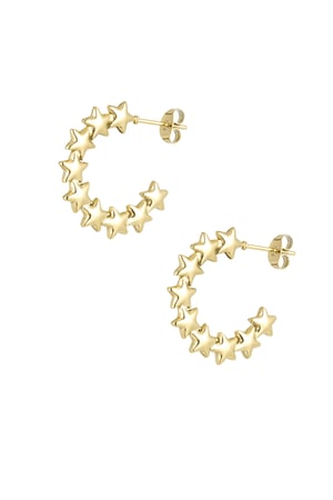 Round star earrings - Gold color h5 