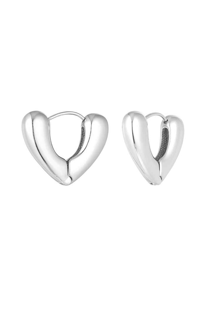 V-shape earrings - Silver Color color 