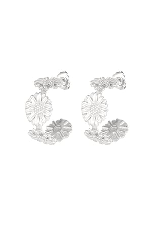 Flower party earrings - Silver Color color h5 