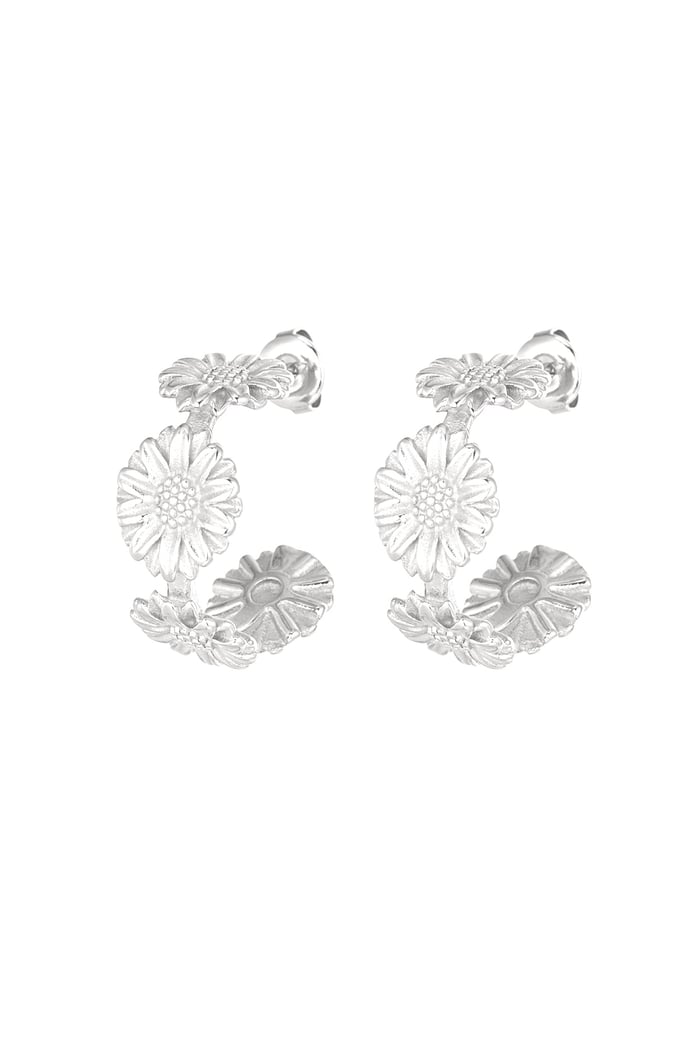 Flower party earrings - Silver Color color 