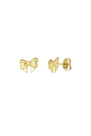 Ear studs cute bow - Gold color h5 