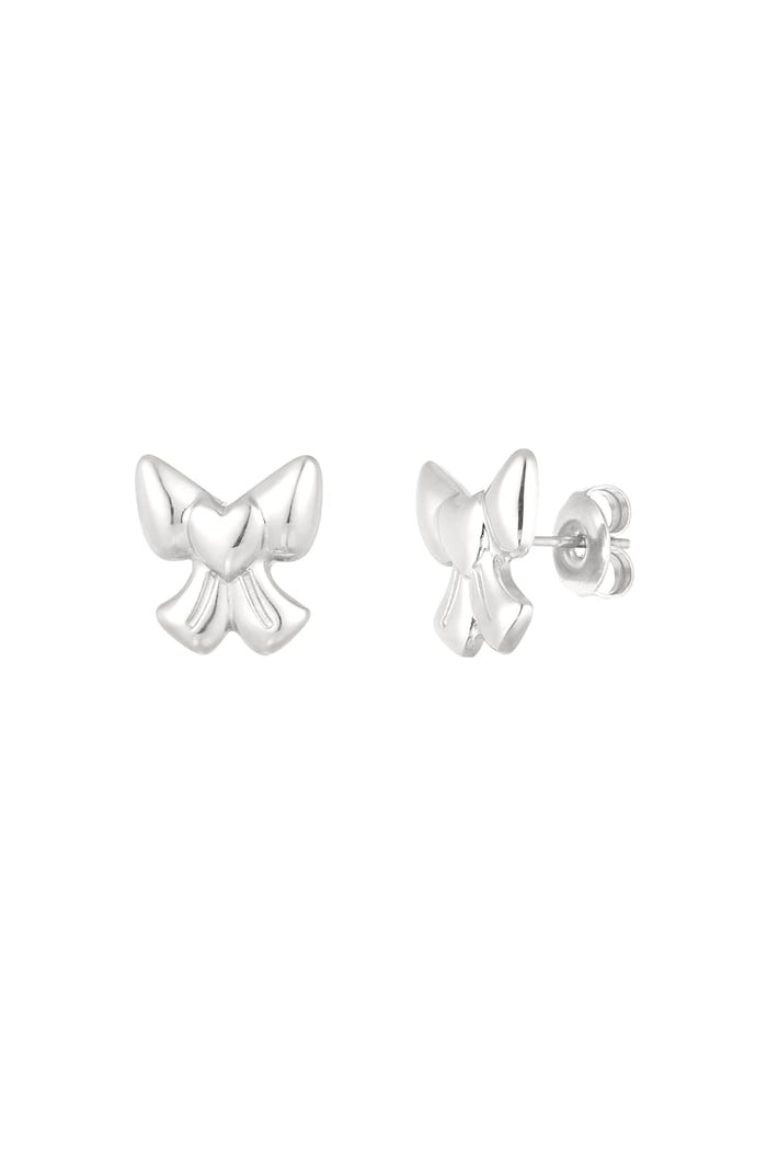 Ear studs bow lover - Silver Color color 