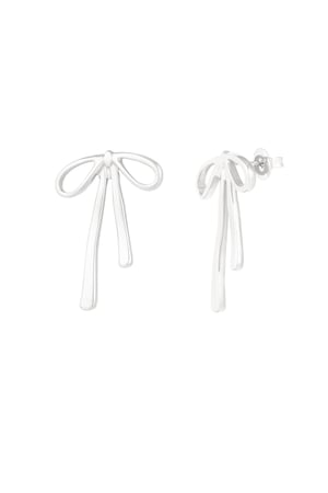 Ear studs hanging bow - Silver Color color h5 