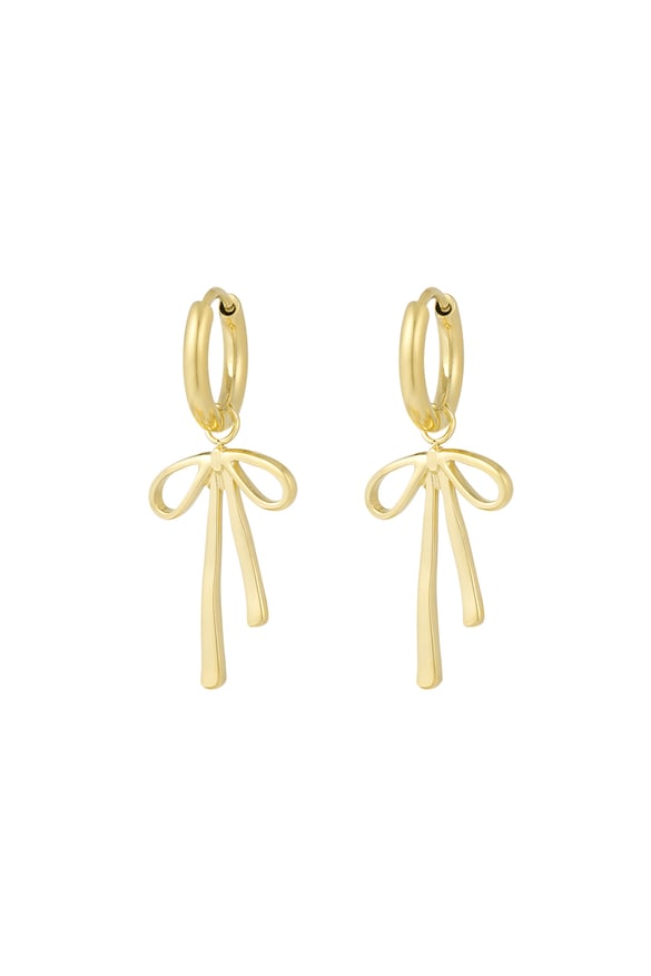 Pendientes colgantes con lazo - Color dorado 2