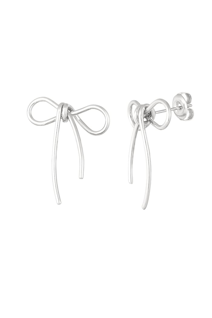 Earrings basic bow - Silver Color color 