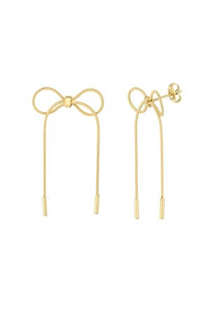 link earrings with bow - Gold color h5 