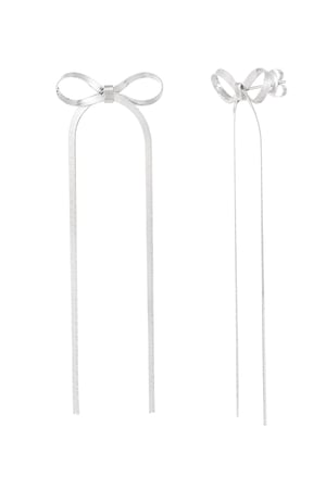 Earrings with long bow - Silver Color color h5 