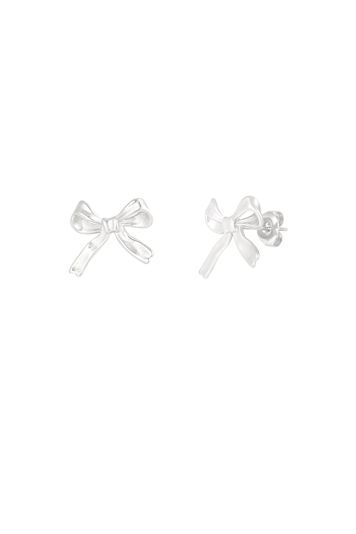 Earrings must have bow - Silver Color color 