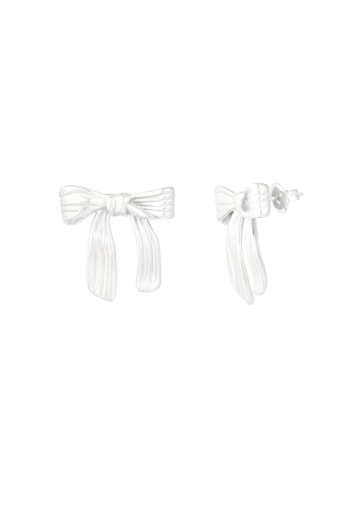 Earrings lovely bow - Silver Color color 