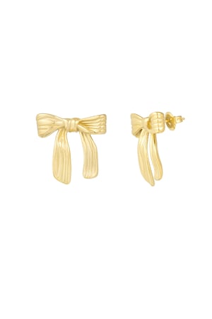 Earrings lovely bow - Gold color h5 