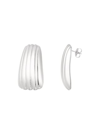 Simple stripe earrings - Silver Color color h5 