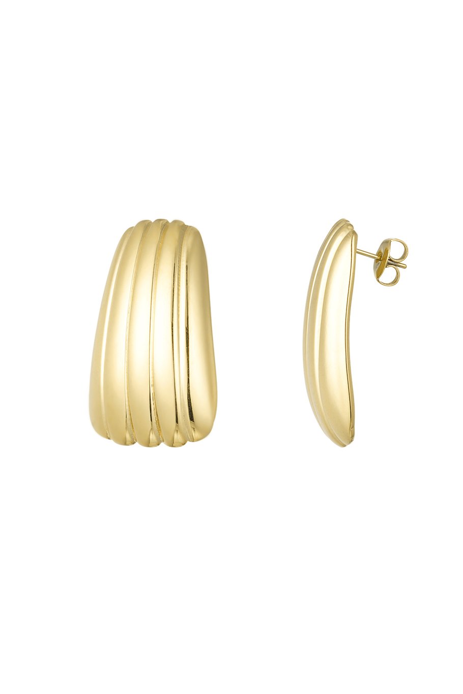 Simple stripe earrings - Silver Color color 