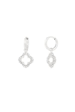 Lucky diamond charm earrings - Silver Color color h5 