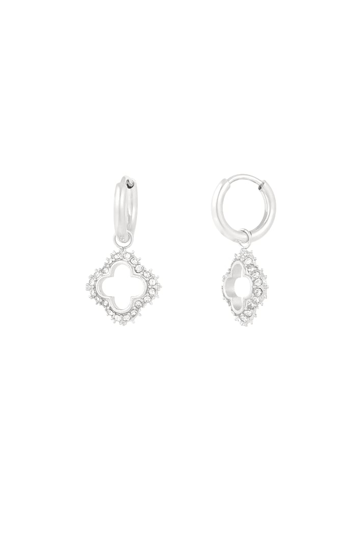 Lucky diamond charm earrings - Silver Color color 