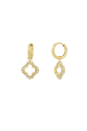 Lucky diamond charm earrings - Gold color h5 