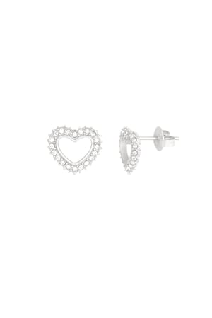 Diamond heart studs - Silver Color color h5 