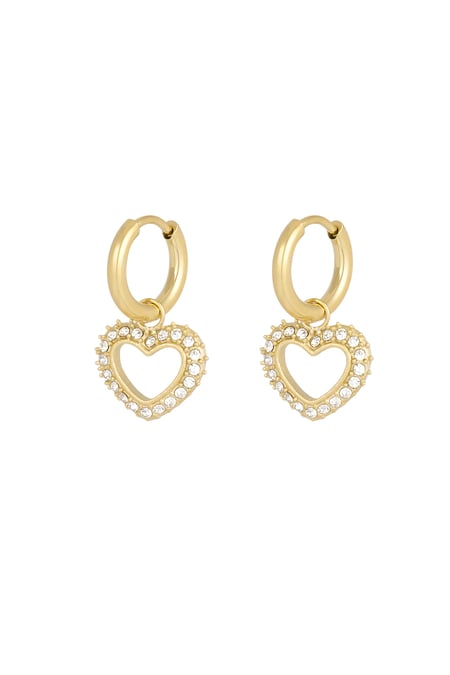 Diamond heart earrings - Gold color 2