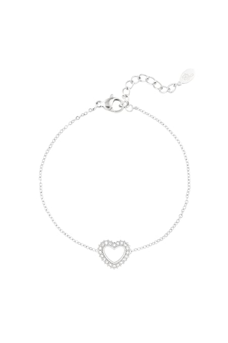 Pulsera corazón de diamantes - Color plata 2