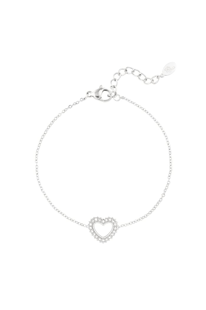 Diamond heart bracelet - Silver Color color 