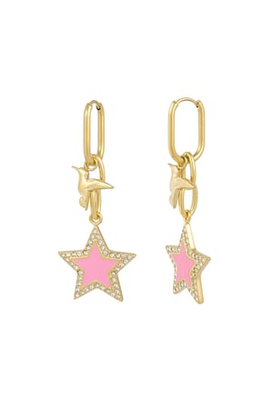 Earrings you're a star - Gold Color pink h5 