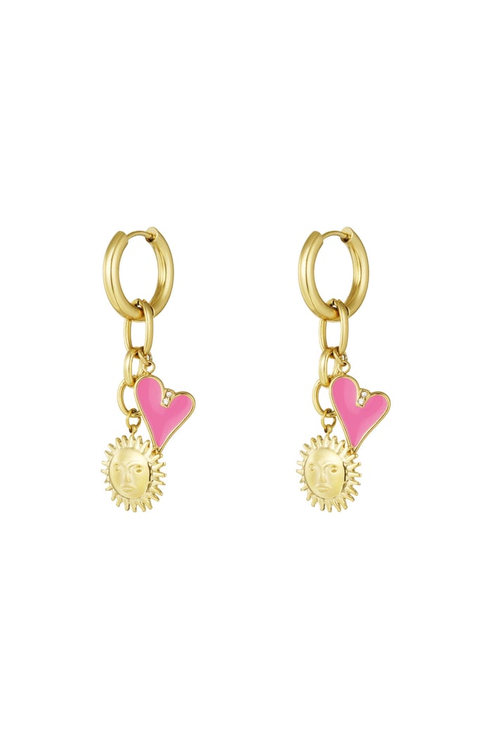 Heart shaped sun charm earrings 