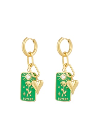 Earrings rose lovers - green Gold color h5 