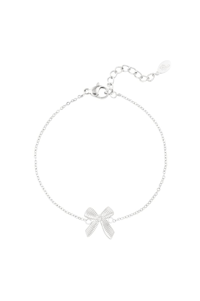 Simple bracelet with bow - Silver Color color 