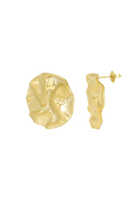 Earrings statement structure round - Gold color 2