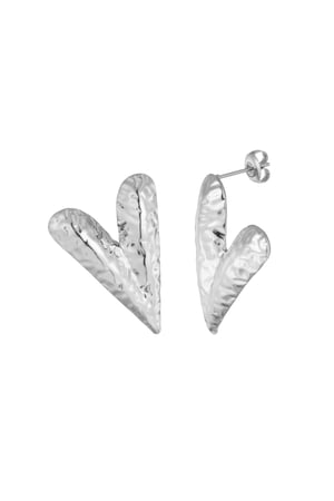 Structured love earrings - Silver Color color h5 