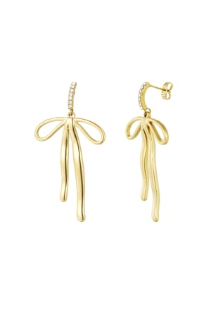 Diamond bow earrings - Gold color h5 