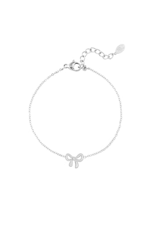 Simple bracelet with bow charm - Silver Color color h5 