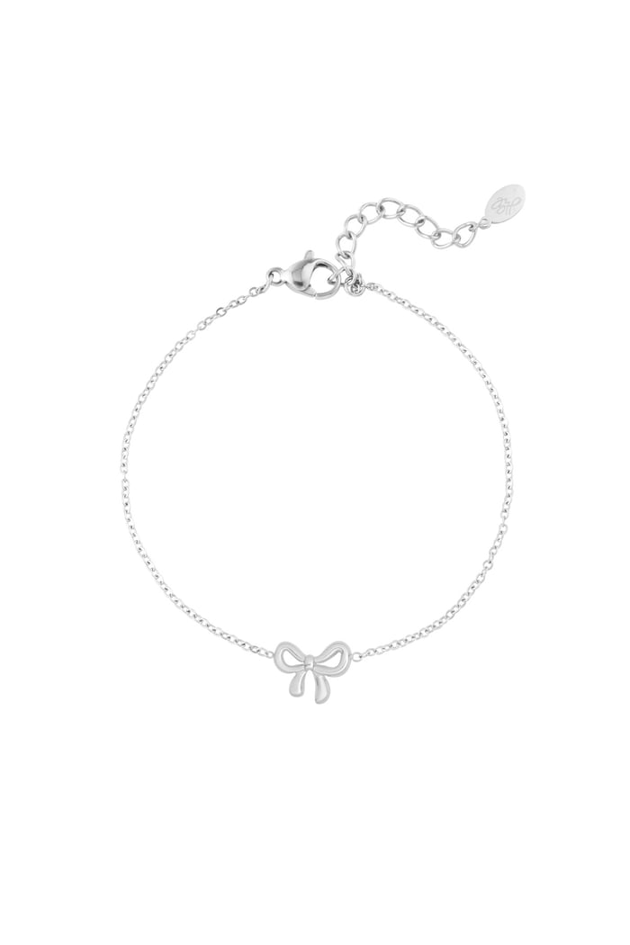 Simple bracelet with bow charm - Silver Color color 