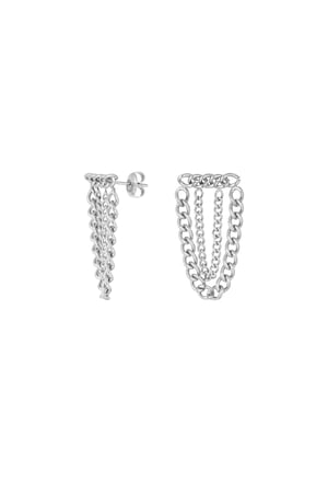 Earrings chain all the way - Silver Color color h5 